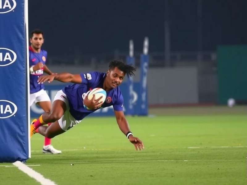 Rugby Dynamos India - Scoring with Bhangra Dash Rugby Dynamos India player using Bhangra Dash to score a try against Bengal Tigers