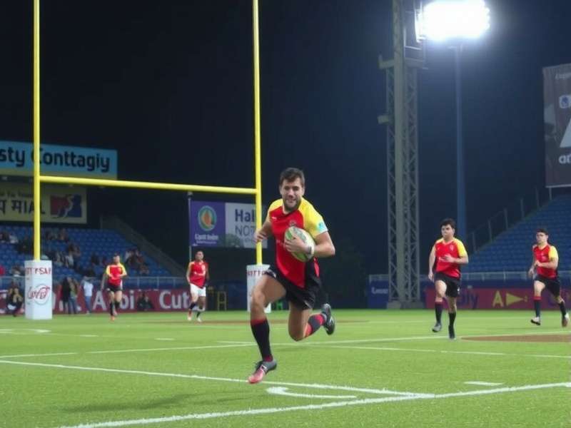 Rugby Dynamos India - Scoring a Try in Mumbai Rugby Dynamos India gameplay showing a player making a try at Mumbai Stadium