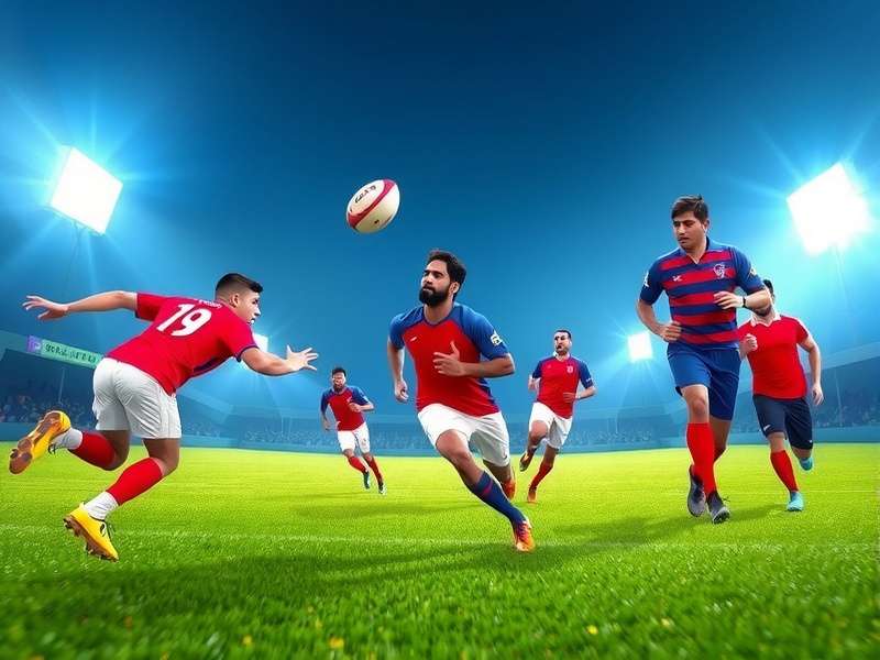 Rugby Dynamos India - Intense Rugby Action in Indian Stadiums Rugby Dynamos India gameplay showing Indian players in traditional jerseys playing at Kolkata Stadium